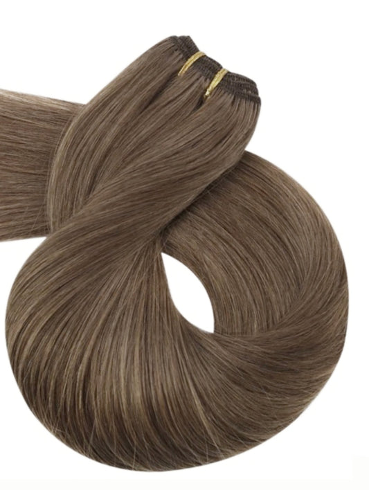 #10 LIGHT ASH BROWN WEFT HAIR EXTENSIONS EXTRA THICK 110g