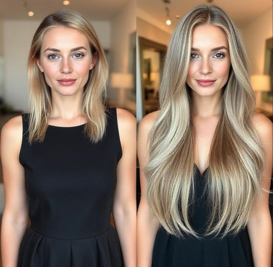 #8/16/60 "BONDI" ASH BROWN ROOT TO BLONDE TAPE HAIR EXTENSIONS.