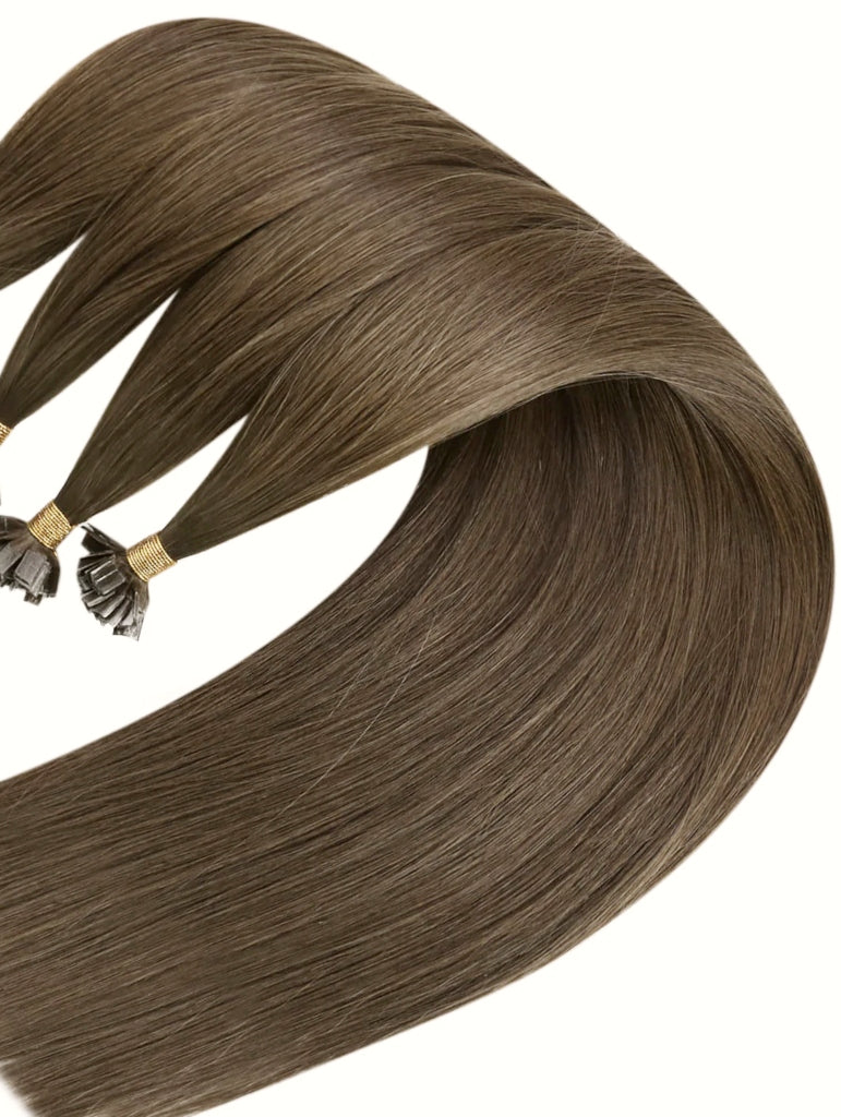 #10 ASH BROWN NAIL TIP / KERATIN HAIR EXTENSIONS