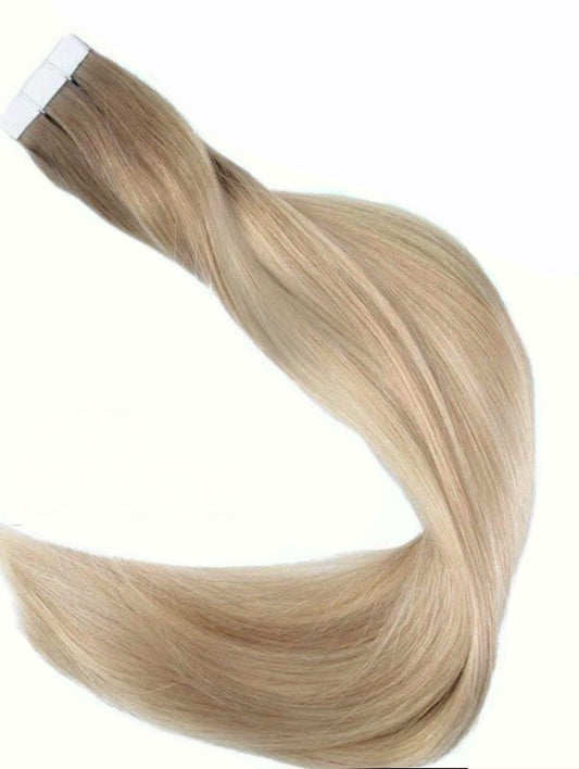 RUSSIAN #14/22/613 "CHANEL" DARK BLONDE ROOT STRETCH TAPE HAIR EXTENSIONS