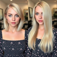 #14/22/613 "CHANEL" DARK BLONDE ROOT STRETCH TAPE HAIR EXTENSIONS