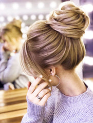 100% dark ash blonde highlight human hair scrunchie bun