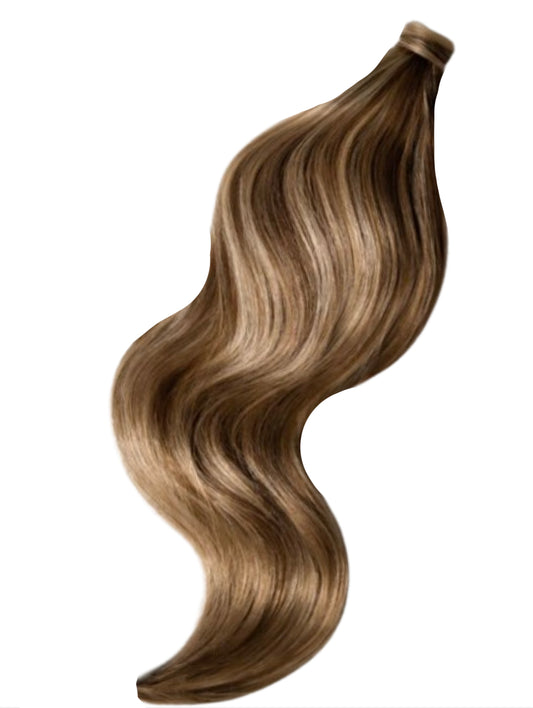 #18/10 DARK BLONDE LIGHT BROWN HIGHLIGHT PONYTAIL HAIR EXTENSION