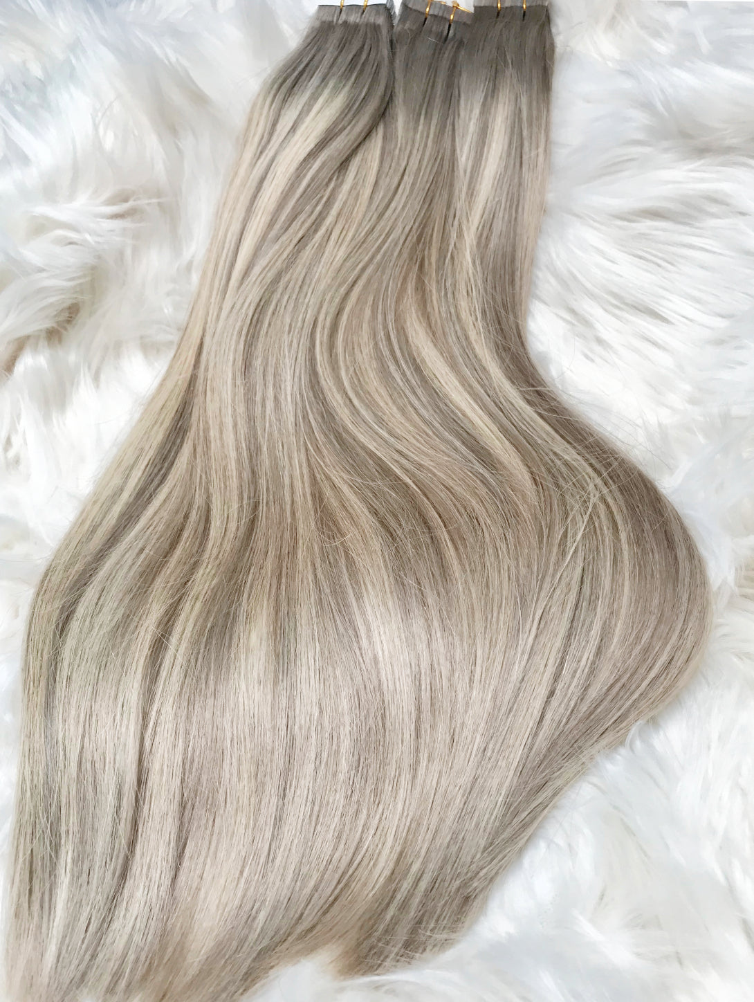ash blonde balayqage highlight hair extensions