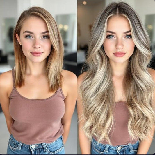 RUSSIAN #18/22/18 "FIFTH AVENUE" ASH BLONDE BALAYAGE TAPE HAIR EXTENSIONS