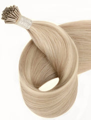 Ash blonde light blonde highlight micro-bead hair extensions