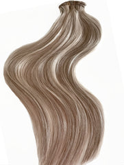 #18 "SMOKY BLONDE" DARK ASH BLONDE WEFT WEAVE HAIR EXTENSIONS