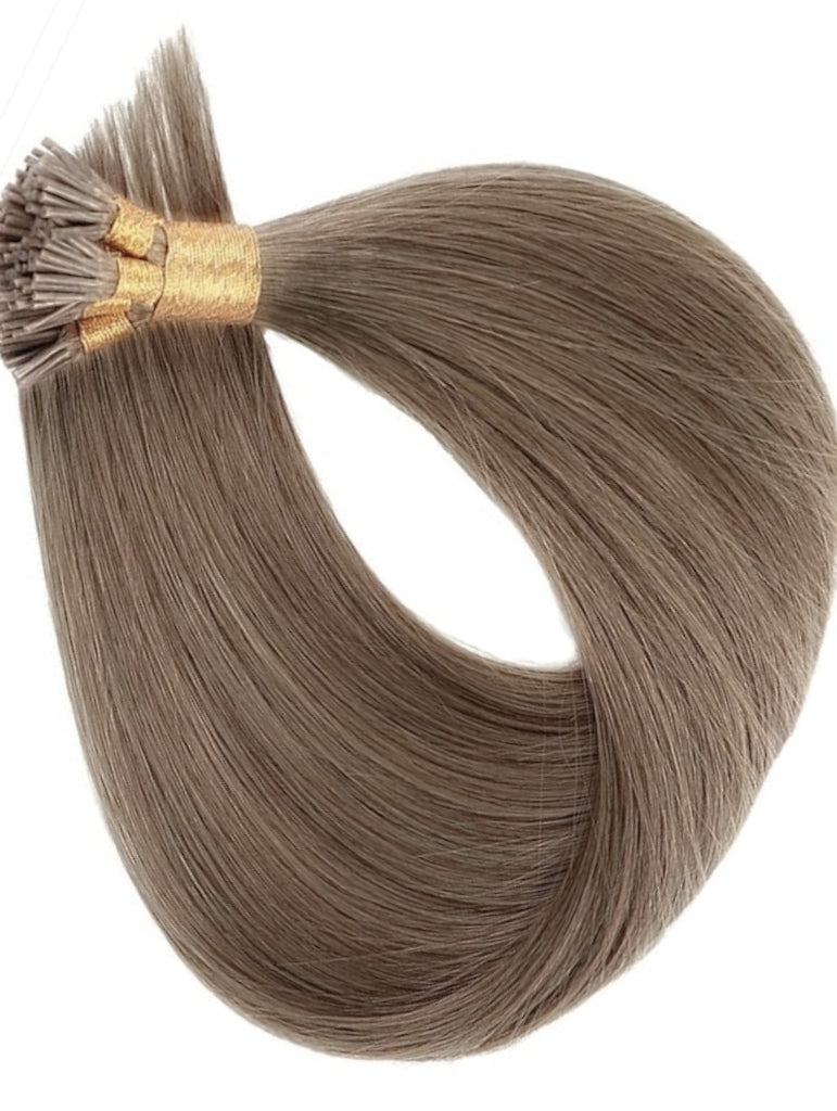 #18 smoky dark blonde i tip hair extensions 