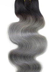 BLACK TO GREY ROOT STRETCH BALAYAGE CLIP IN HAIR EXTENSIONS