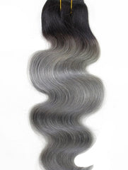 BLACK TO GREY ROOT STRETCH BALAYAGE CLIP IN HAIR EXTENSIONS