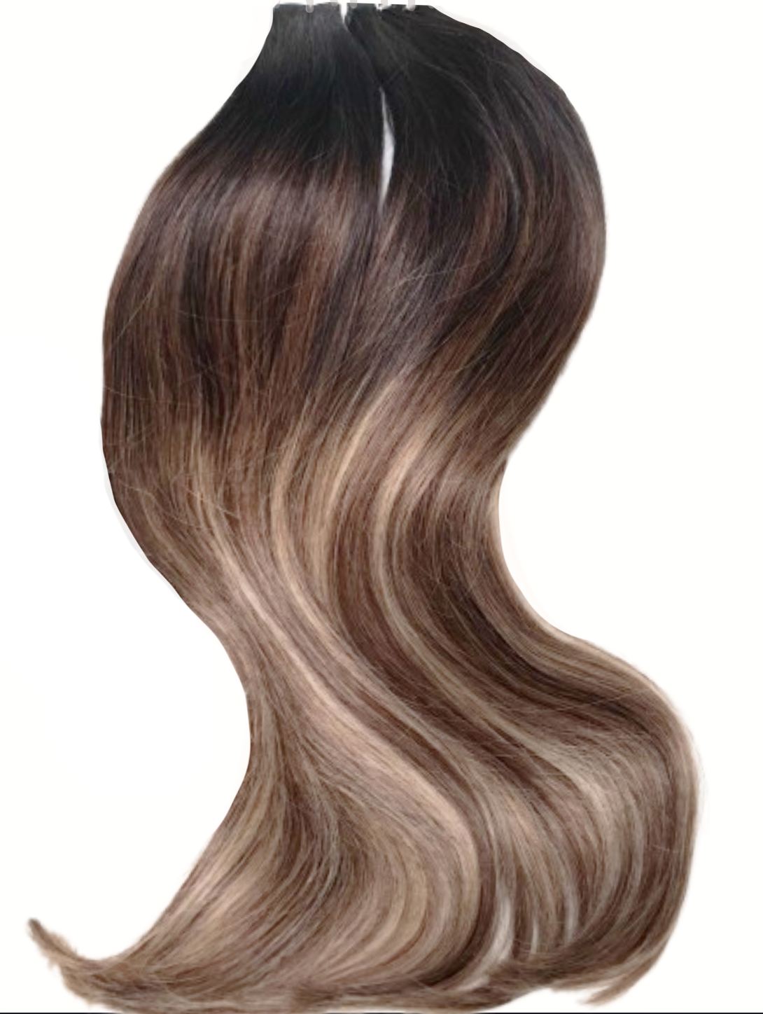 #1B/4/22 "GLAMAZON" BROWN & CARAMEL BALAYAGE TAPE HAIR EXTENSIONS