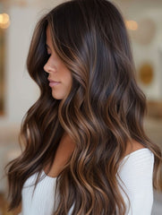 #1B/6 "MIDNIGHT" BLACK TO BROWN BALAYAGE TAPE HAIR EXTENSIONS.