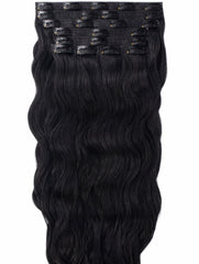 #1 BLACK WAVY CLIP IN HAIR EXTENSIONS