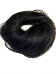 #1B/2 DARKEST BROWN HIGHLIGHT HUMAN HAIR SCRUNCHIE BOOSTER BUN