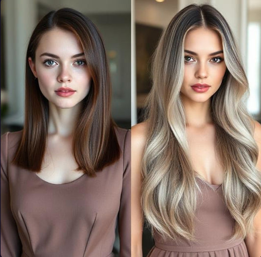 #1b/60/18 "ISABELLA" ASH BLONDE BALAYAGE TAPE HAIR EXTENSIONS