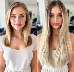 #1b/613 "BELLA" DARK BROWN TO BLONDE BALAYAGE TAPE HAIR EXTENSIONS