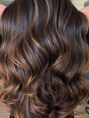 #4/8 SUGAR & SPICE BROWN & CARAMEL HIGHLIGHT WEFT HAIR EXTENSIONS