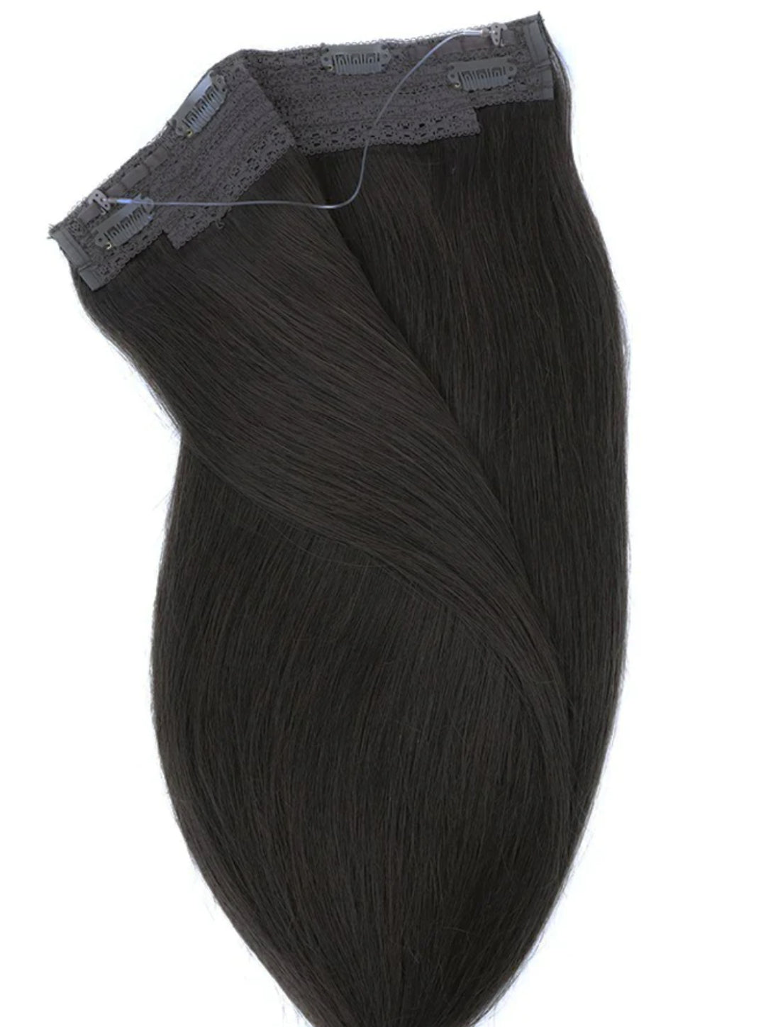 #1B DARKEST BROWN / NATURAL BLACKFLIP IN HALO HAIR EXTENSIONS