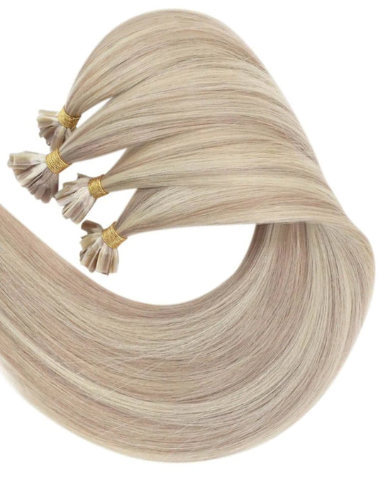 #22/613 COOL MEDIUM BLONDE / LIGHT BLONDE MIX NAIL TIP / KERATIN HAIR EXTENSIONS