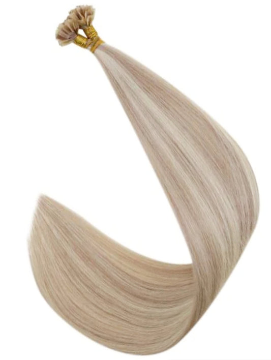 #27/22 "SUNSET BLONDE"  HIGHLIGHTED KERATIN BOND HAIR EXTENSIONS