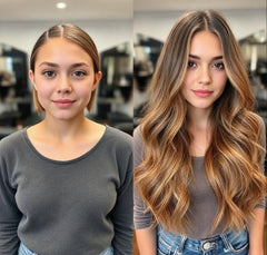 #2/24/10 "TOFFEE MOCHA" CARAMEL BALAYAGE TAPE HAIR EXTENSIONS