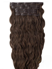 2/8 Dark brown wavy clip in hair extensions