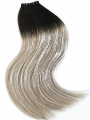 #2/ASH "PARIS" BROWN & ASHY SILVERY BALAYAGE TAPE HAIR EXTENSIONS