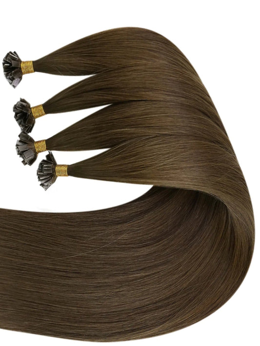 #4 WARM COCOA BROWN MEDIUM BROWN KERATIN BOND HAIR EXTENSIONS