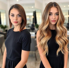 #4/12/8 BRONZE CARAMEL BALAYAGE TAPE HAIR EXTENSIONS