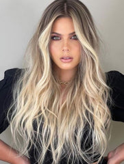 #4/60/22 " SUMMER" BROWN ROOTS TO BLONDE BALAYAGE HAIR EXTENSIONS
