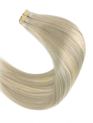 #60A/60 PLATINUM ICE BLONCE HIGHLIGHT TAPE HAIR EXTENSIONS