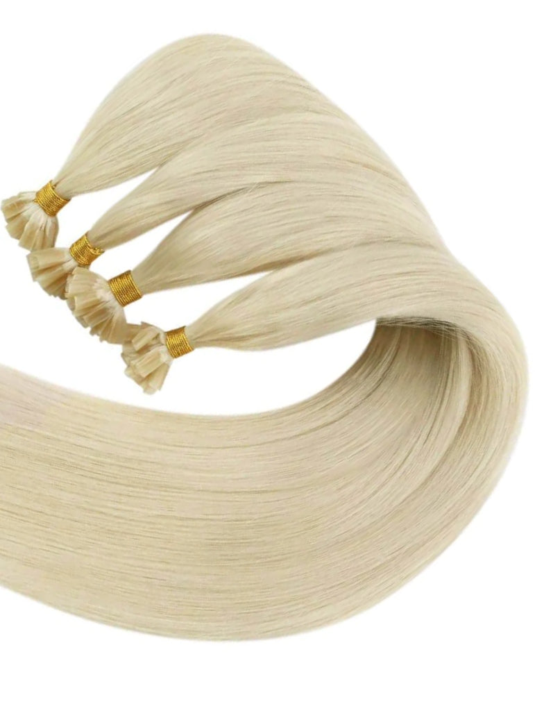 #613 COOL LIGHT BLONDE VIRGIN REMY NAIL TIP / KERATIN HAIR EXTENSIONS