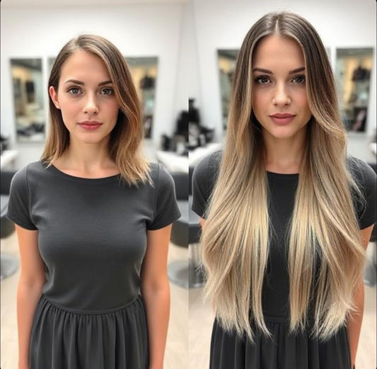 #6B/60/17 "GISELLE" LIGHT BROWN BALAYAGE TAPE HAIR EXTENSIONS