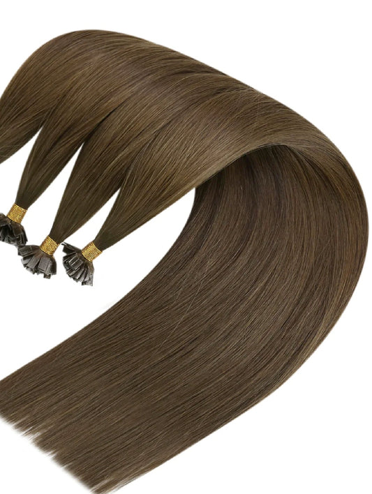 #6 "MAPLE BROWN" LIGHT BROWN KERATIN HAIR EXTENSIONS