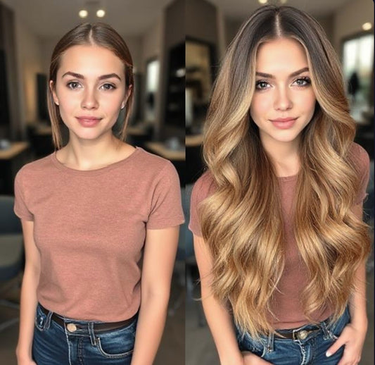 #6/16/6 "CINNAMON MELT" LIGHT BROWN BALAYAGE TAPE HAIR EXTENSIONS