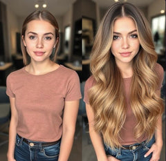 #6/16/6 "CINNAMON MELT" LIGHT BROWN BALAYAGE TAPE HAIR EXTENSIONS