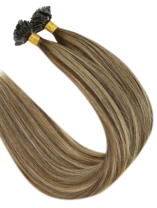 #6/613 LIGHT BROWN & LIGHT BLONDE KERATIN BOND HAIR EXTENSIONS