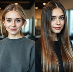 #4/8 "SUGAR & SPICE" BROWN & CARAMEL FOILED TAPE HAIR EXTENSIONS - Pure Tape Hair Extensions