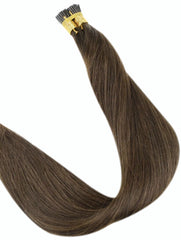 #6 MAPLE BROWN - LIGHT WARM BROWN MICRO BEAD HAIR EXTENSIONS