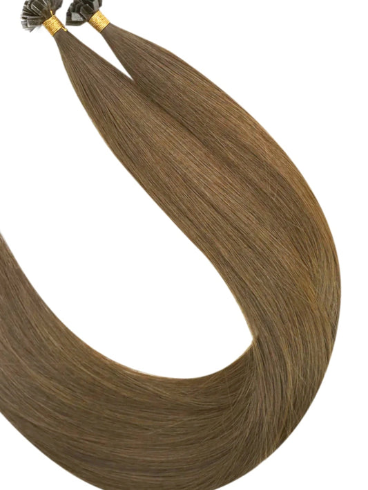#8 LIGHT CHESTNUT BROWN KERATIN HAIR EXTENSIONS