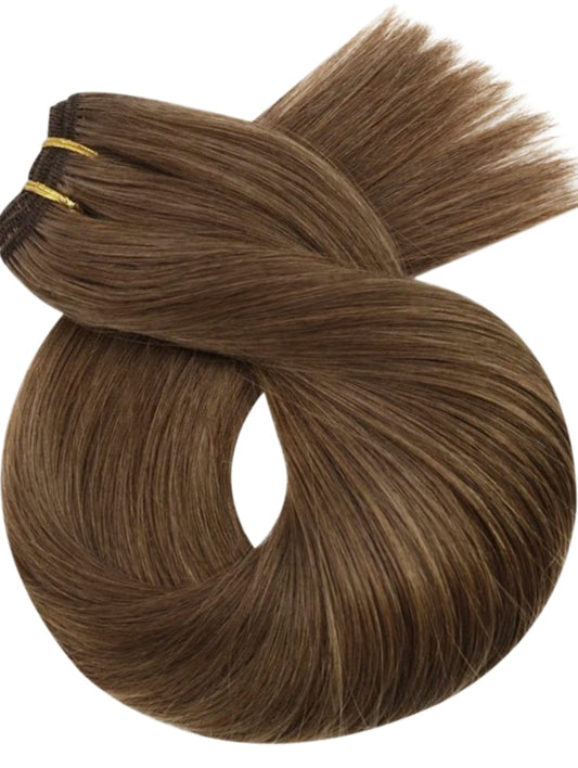 #8 LIGHT CHESTNUT BROWN WEFT WEAVE IN HAIR EXTENSIONS