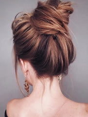 #8 light chestnut brown Highlighted -Booster Volume Bun - 100% human hair scrunchies bun