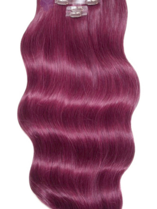 #99bb bright burgundy extra thick clip in hair extensions