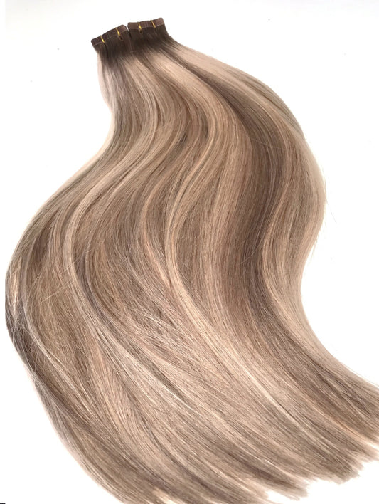Tropic sands blonde balayage root stretch hair extensions