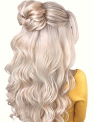 ash blonde messy bun hair bun 100% human hair scrunchie