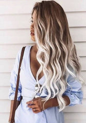 #6/22/60 "NORDIC BLONDE" BROWN TO BLONDE WEFT HAIR EXTENSIONS