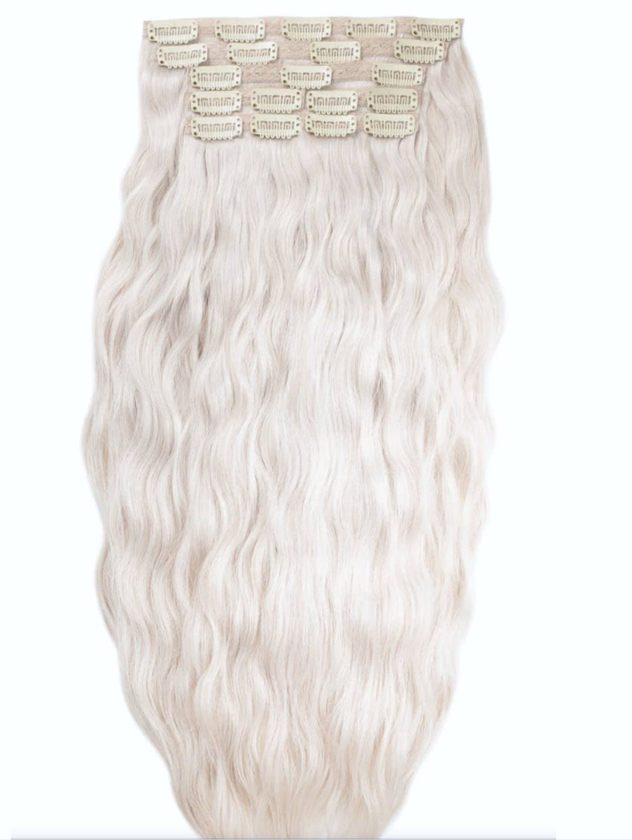 CREAM BLONDE WAVY CLIP IN HAIR EXTENSIONS Pure Tape Hair Extensions