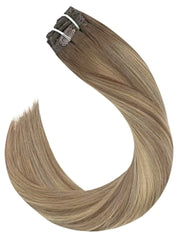 Caramel balayage clip in hair extensions
