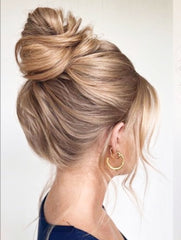 #12/22 Caramel Blonde Highlight Booster Bun - 100% real human remy hair scrunchie bun