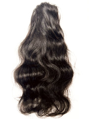 #1B DARK BROWN NATURAL BLACK WAVY CLIP IN PONYTAIL - 18"